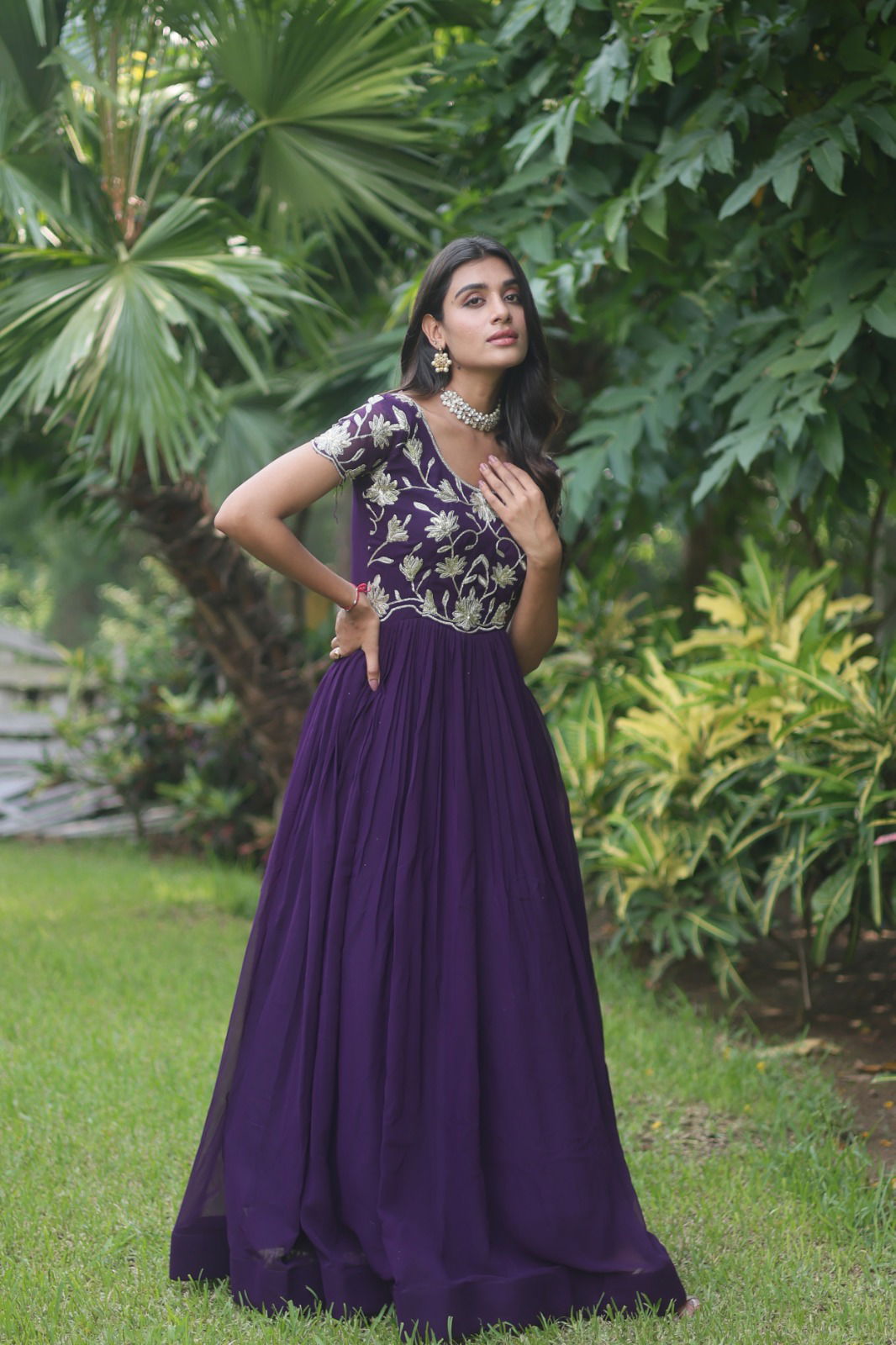 KA 1065 Faux Blooming Wedding Wear Gown Catalog